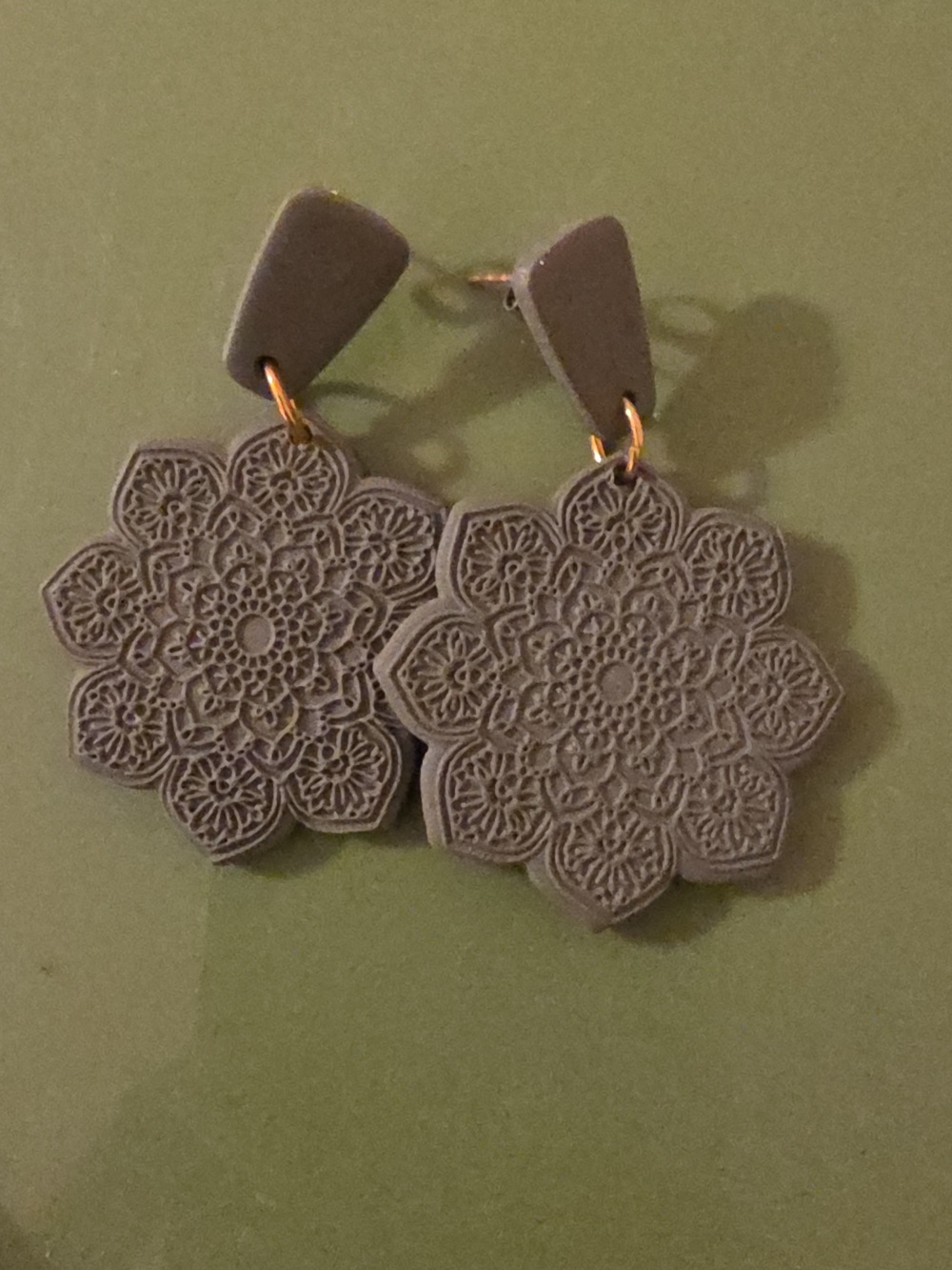 Clay + Noble Floral Mandala Drop Earrings in Green